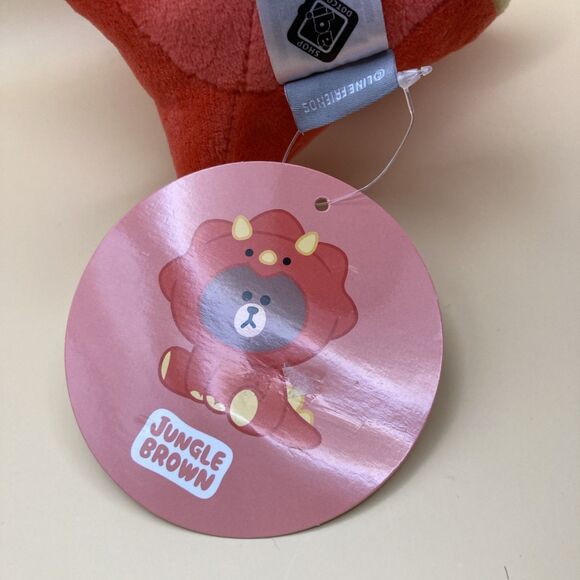 LINE FRIENDS Jungle Brown Teddy Bear in Red Dinosaur Costume 14" Plush NWT - Picture 7 of 7